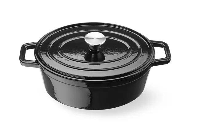 Garnek żeliwny emaliowany, 4,4L, czarny, 365x290x115mm, Owalny HENDI 626887
