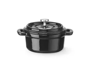 Garnek żeliwny emaliowany, 0,27L, czarny, 130x100x48mm, Okrągły HENDI 626894