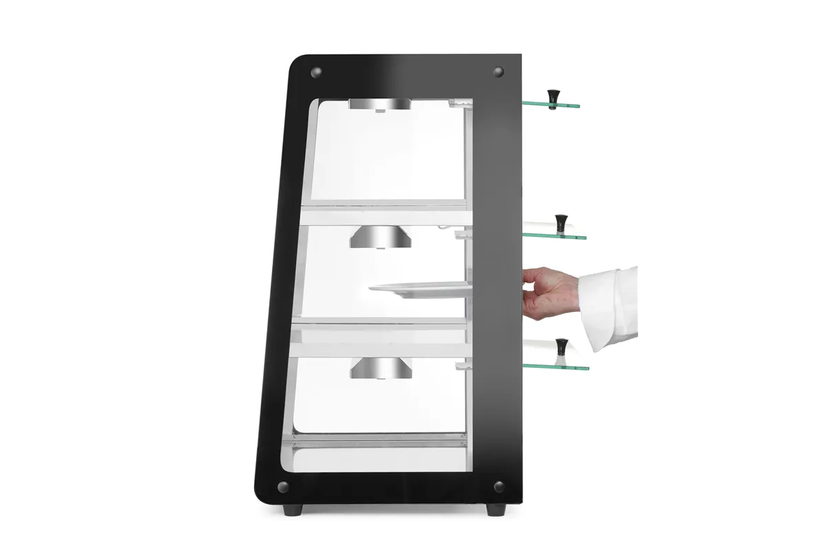 Witryna grzewcza nastawna, czarny, 220-240V/500W, 472x447x775mm HENDI 273760