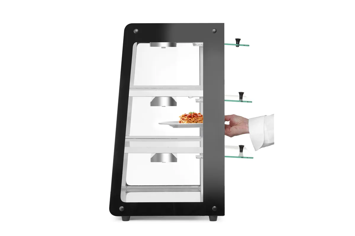 Witryna grzewcza nastawna, czarny, 220-240V/500W, 472x447x775mm HENDI 273760