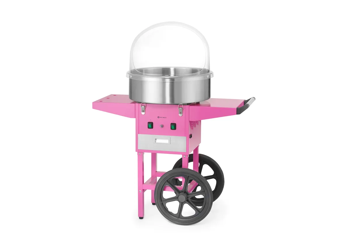 Urządzenie do waty cukrowej z wózkiem, Pastelowy różowy, 220-240V/1130W, 948x520x914mm HENDI 282809