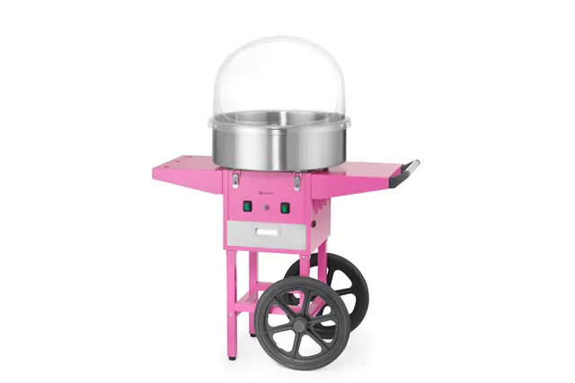 Urządzenie do waty cukrowej z wózkiem, Pastelowy różowy, 220-240V/1130W, 948x520x914mm HENDI 282809