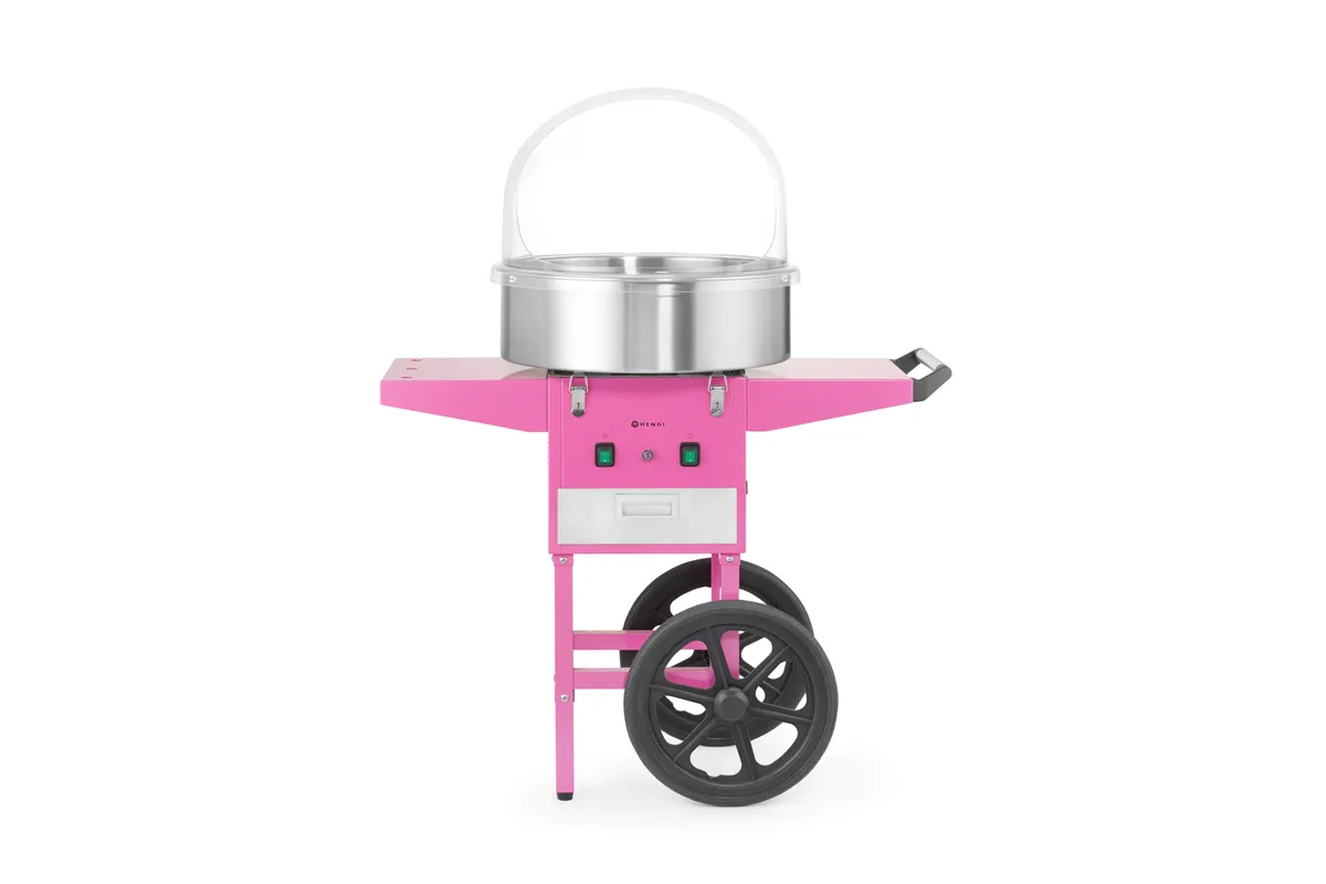Urządzenie do waty cukrowej z wózkiem, Pastelowy różowy, 220-240V/1130W, 948x520x914mm HENDI 282809