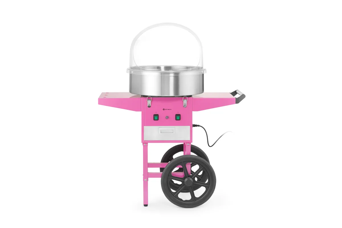 Urządzenie do waty cukrowej z wózkiem, Pastelowy różowy, 220-240V/1130W, 948x520x914mm HENDI 282809