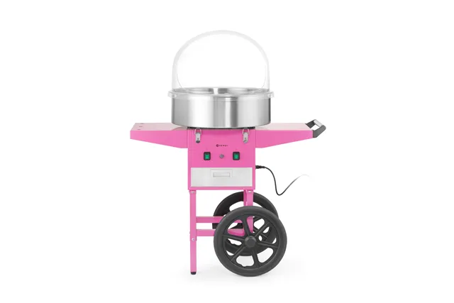 Urządzenie do waty cukrowej z wózkiem, Pastelowy różowy, 220-240V/1130W, 948x520x914mm HENDI 282809