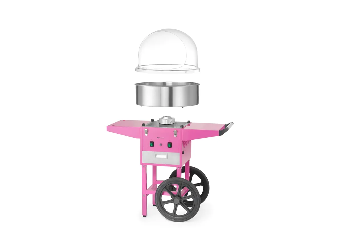 Urządzenie do waty cukrowej z wózkiem, Pastelowy różowy, 220-240V/1130W, 948x520x914mm HENDI 282809
