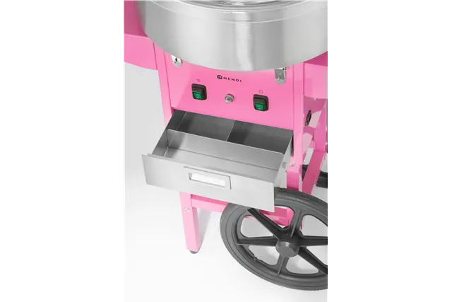 Urządzenie do waty cukrowej z wózkiem, Pastelowy różowy, 220-240V/1130W, 948x520x914mm HENDI 282809