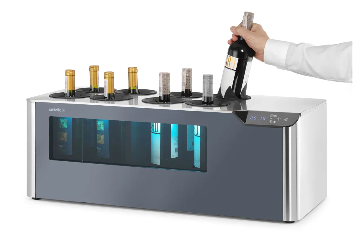 Chłodziarka do wina nastawna dwustrefowa, Cellar, czarny, 220-240V/60W, 800x350x293mm Arktic 237380