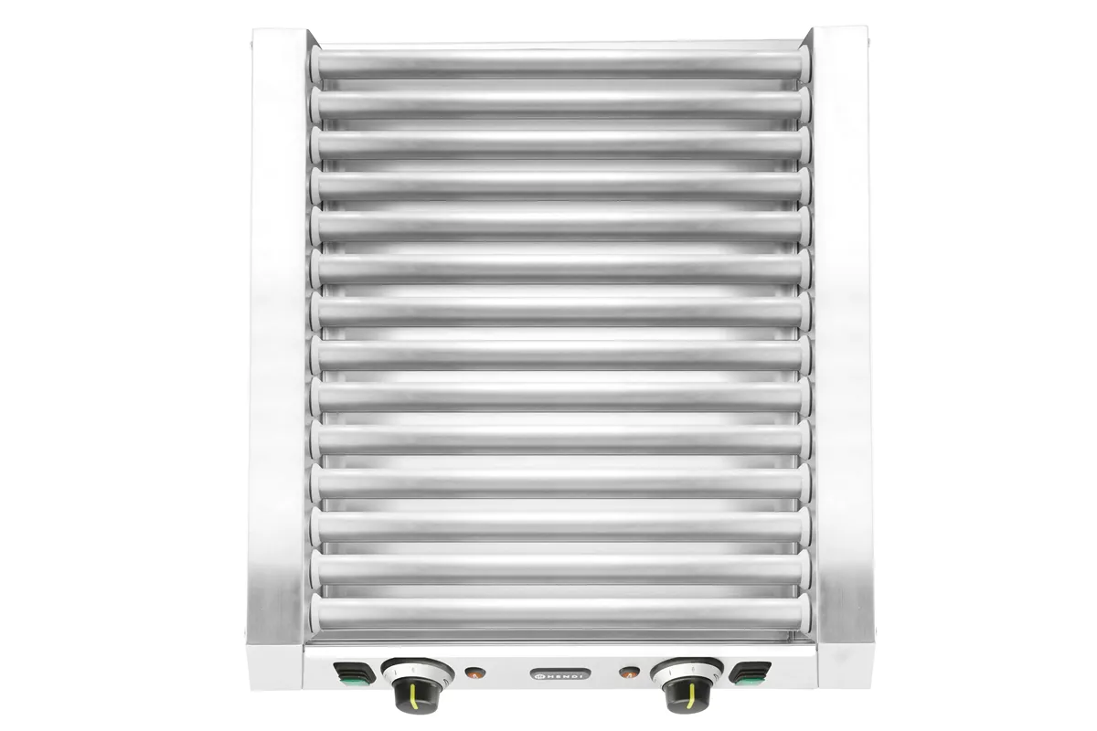 Podgrzewacz rolkowy do parówek dwustrefowy, 14 rolek, 230V/1230W, 566x640x192mm HENDI 268667
