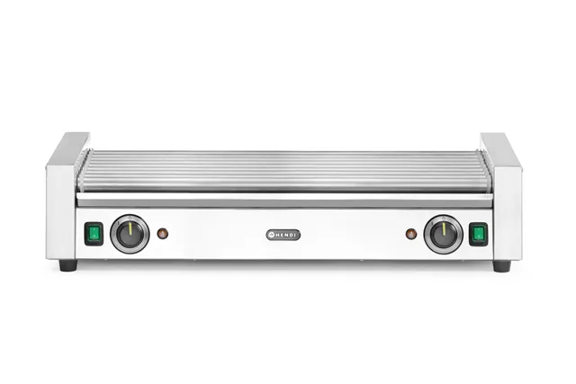 Podgrzewacz rolkowy do parówek XL - dwustrefowy, 14 rolek, srebrny, 220-240V/2000W, 732x590x168mm, Prostokątny HENDI 268674