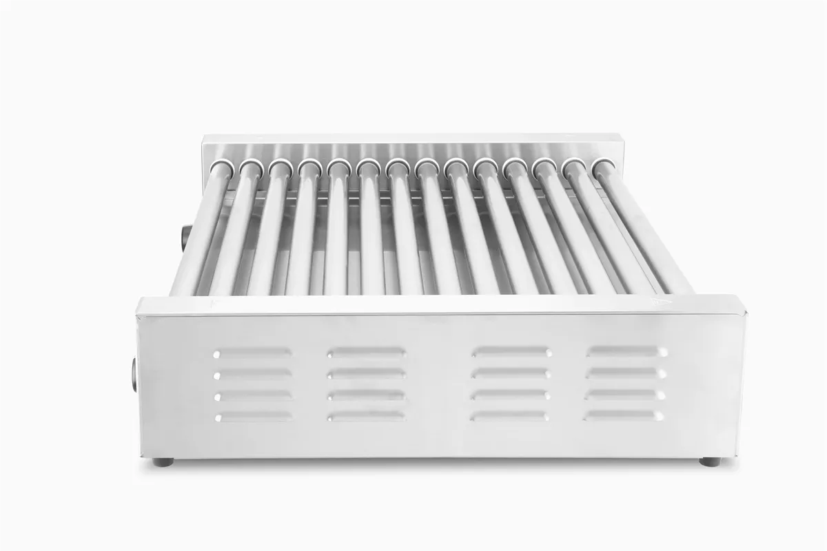 Podgrzewacz rolkowy do parówek XL - dwustrefowy, 14 rolek, srebrny, 220-240V/2000W, 732x590x168mm, Prostokątny HENDI 268674
