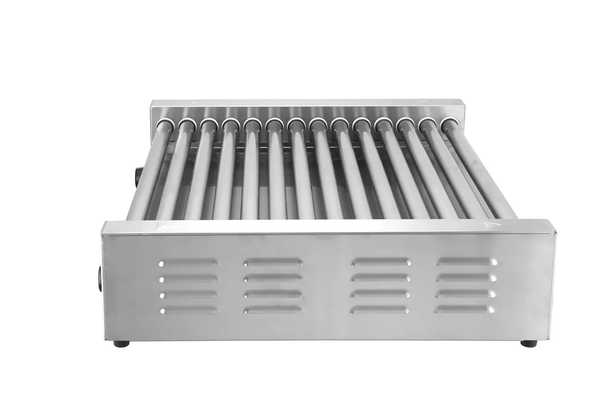 Podgrzewacz rolkowy do parówek XL - dwustrefowy, 14 rolek, srebrny, 220-240V/2000W, 732x590x168mm, Prostokątny HENDI 268674
