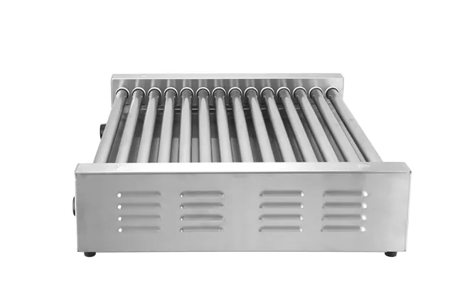 Podgrzewacz rolkowy do parówek XL - dwustrefowy, 14 rolek, srebrny, 220-240V/2000W, 732x590x168mm, Prostokątny HENDI 268674