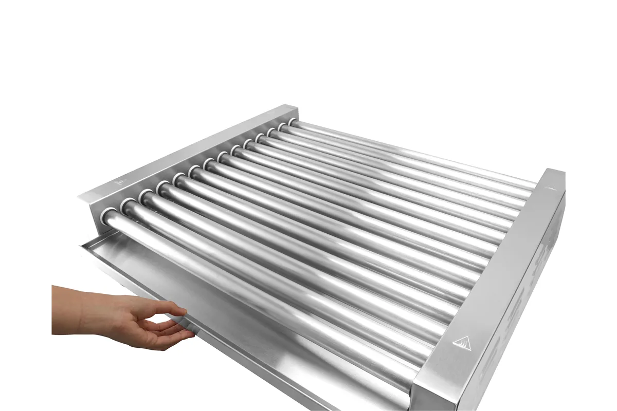 Podgrzewacz rolkowy do parówek XL - dwustrefowy, 14 rolek, srebrny, 220-240V/2000W, 732x590x168mm, Prostokątny HENDI 268674