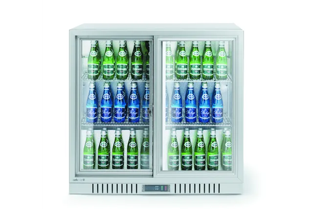 Lodówka barowa z podwójnymi drzwiami suwanymi, 150L, srebrny, 220-240V/160W, 900x520x840mm Arktic 236918