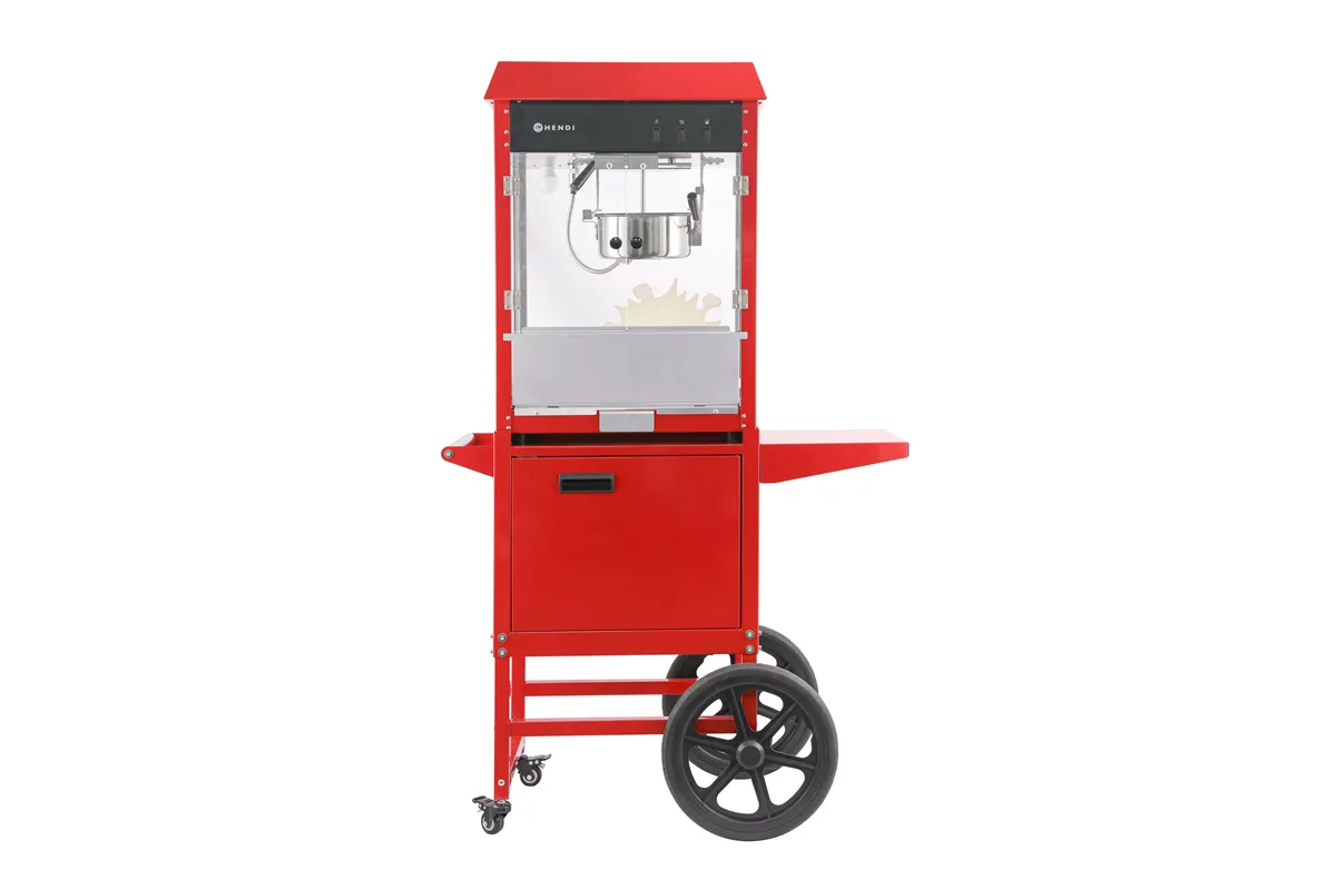 Urządzenie do popcornu z wózkiem, czerwony, 220-240V/1155W, 940x510x1553mm HENDI 282830