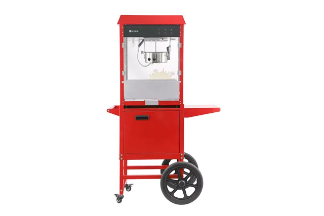 Urządzenie do popcornu z wózkiem, czerwony, 220-240V/1155W, 940x510x1553mm HENDI 282830