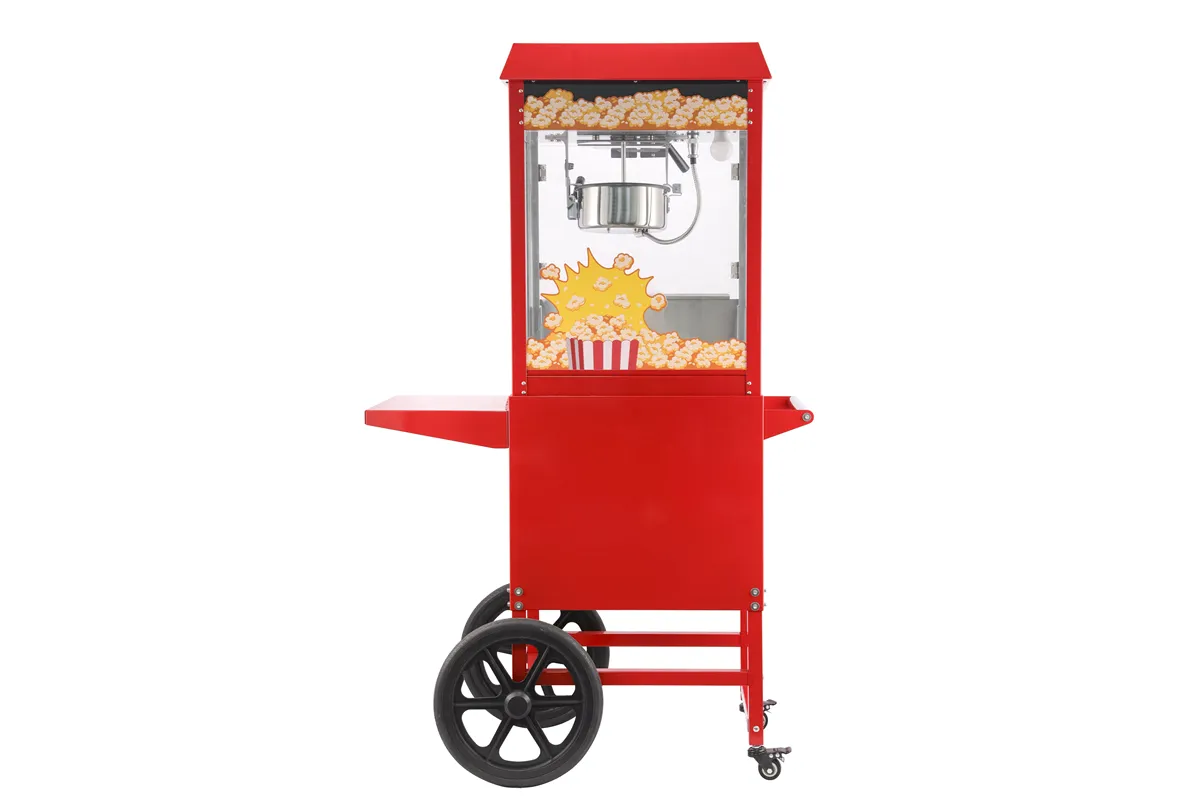 Urządzenie do popcornu z wózkiem, czerwony, 220-240V/1155W, 940x510x1553mm HENDI 282830