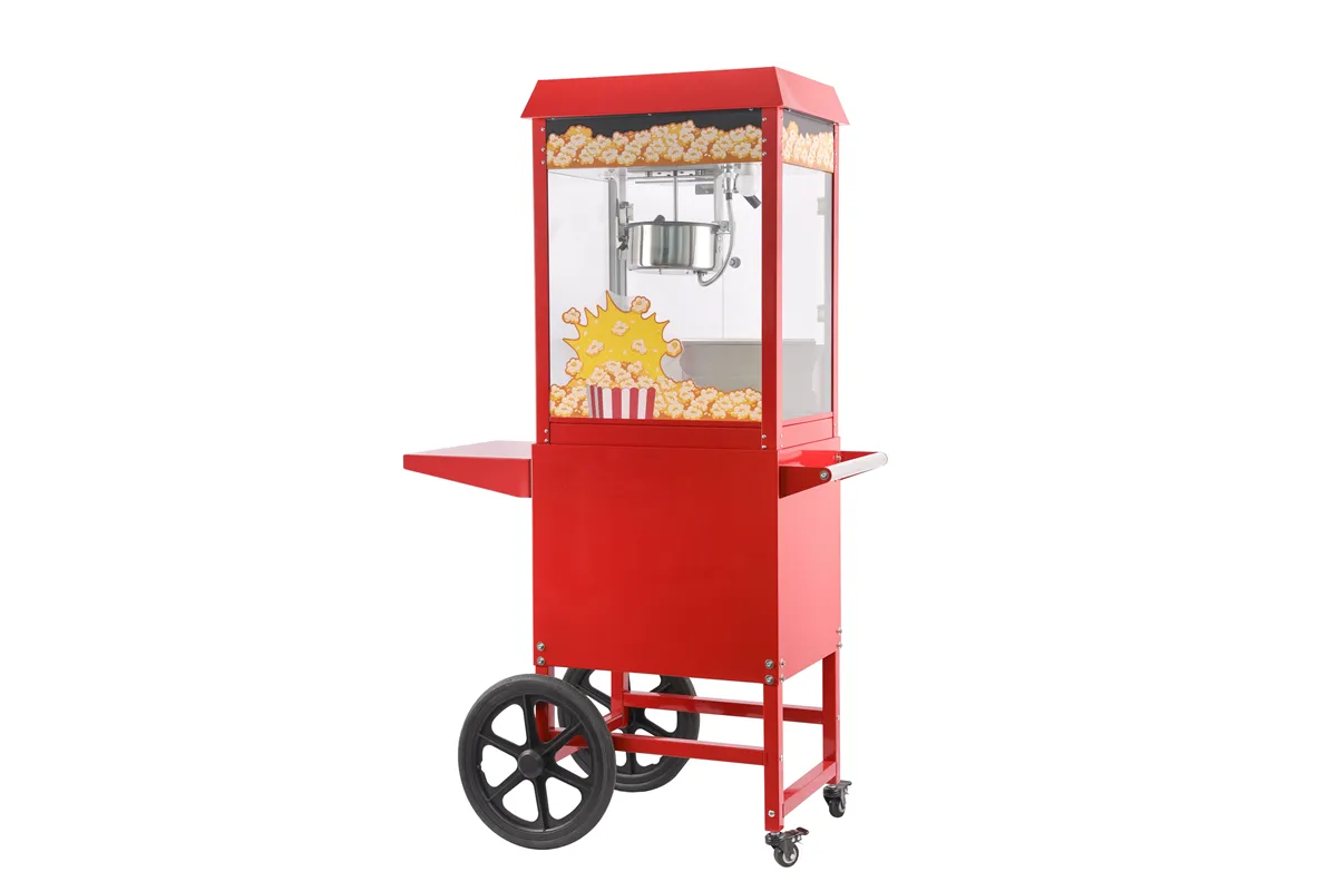 Urządzenie do popcornu z wózkiem, czerwony, 220-240V/1155W, 940x510x1553mm HENDI 282830