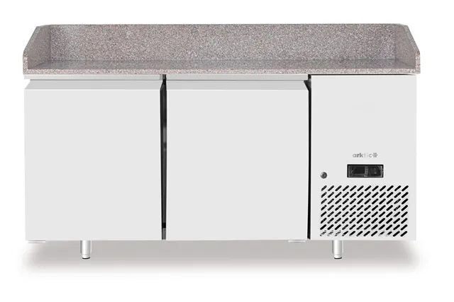 Stół chłodniczy do pizzy 2-drzwiowy z granitowym blatem, 250L, granitowy, 230V/250W, 1510x800x875mm Arktic 220245