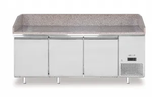 Stół chłodniczy do pizzy, 3-drzwiowy, z granitowym blatem, 375L, granitowy, 230V/400W, 2010x800x875mm Arktic 220252