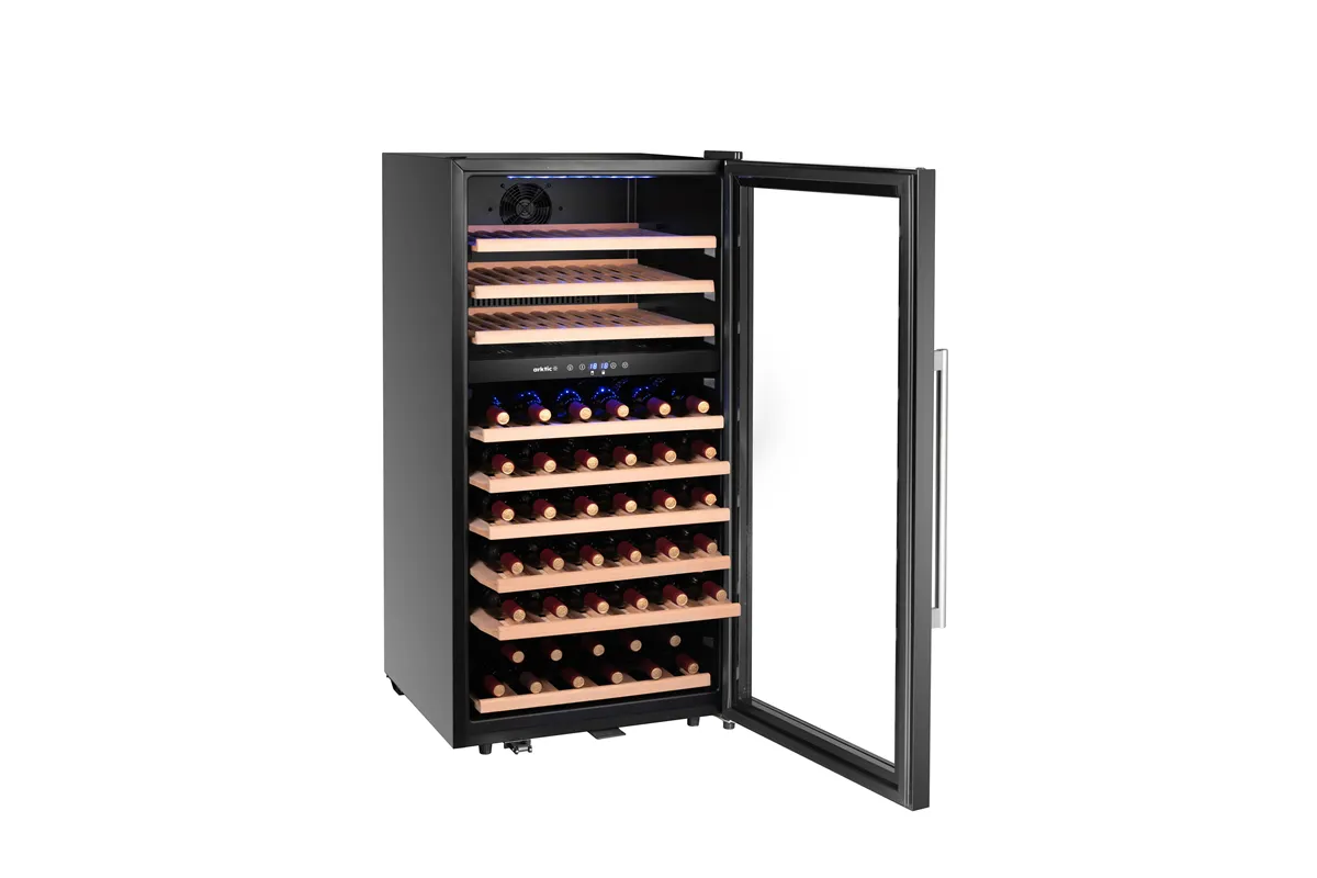 Lodówka do wina, 2-strefowa, 91 butelki, 230L, czarny, 569x595x1215mm Arktic 237113
