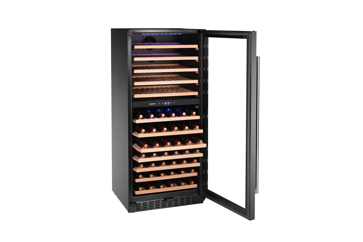 Lodówka do wina, 2-strefowa, 124 butelki, 265L, czarny, 570x595x1400mm Arktic 237120