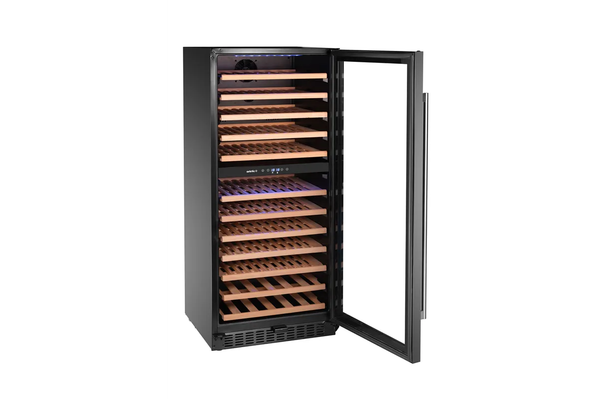 Lodówka do wina, 2-strefowa, 124 butelki, 265L, czarny, 570x595x1400mm Arktic 237120