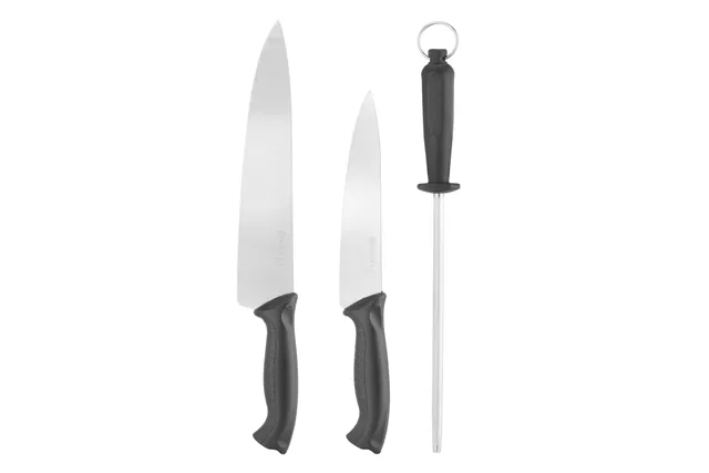 Zestaw noży z ostrzałką, czarny, 380mm HENDI 842683
