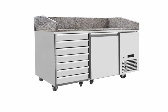 Stół chłodniczy do pizzy 1-drzwiowy z granitowym blatem, 125L, granitowy, 220-240V/250W, 1510x800x1000mm Arktic 237243