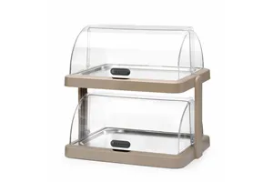 Pojedyncza witrynka chłodząca roll-top Duo UNIQ, Podwójna, beżowy, 480x355x480mm, Prostokątny HENDI 871959