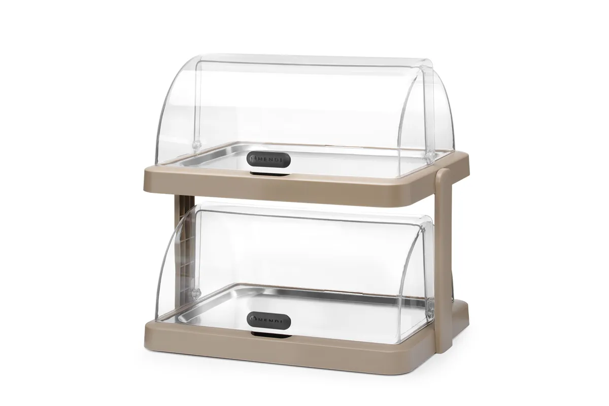 Pojedyncza witrynka chłodząca roll-top Duo UNIQ, Podwójna, beżowy, 480x355x480mm, Prostokątny HENDI 871959