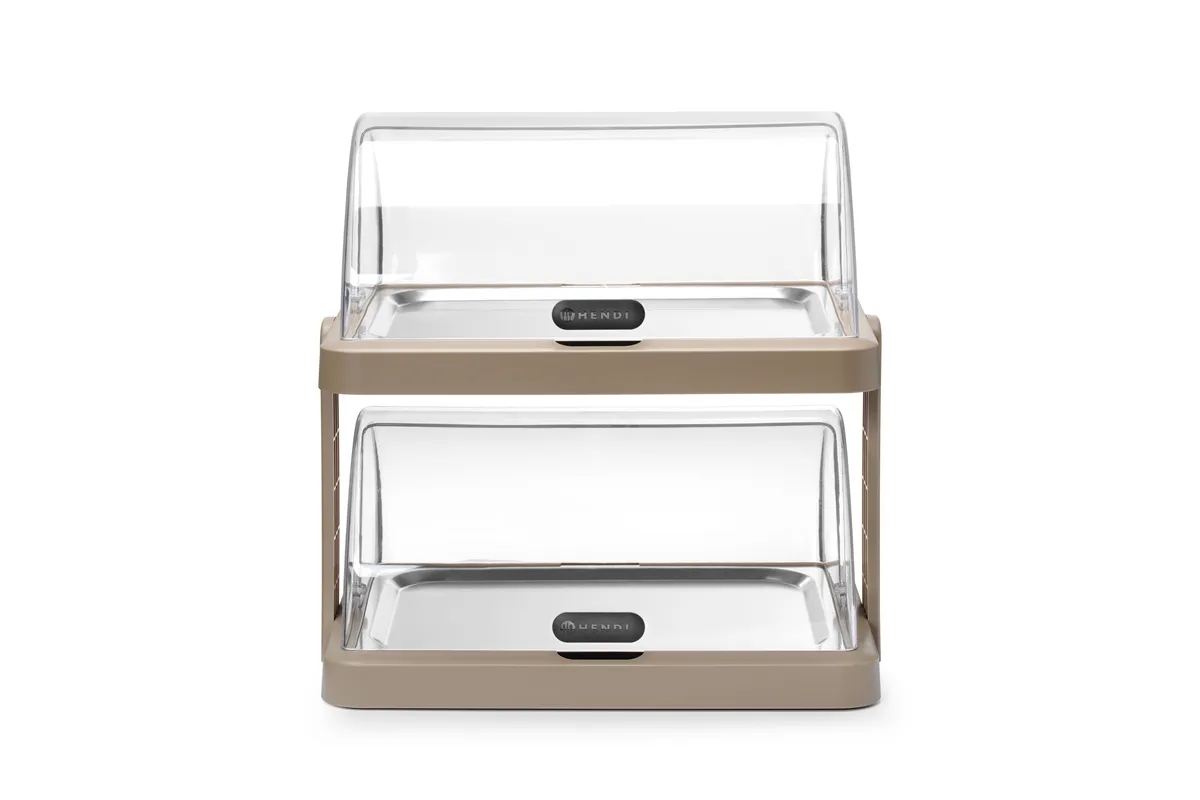 Pojedyncza witrynka chłodząca roll-top Duo UNIQ, Podwójna, beżowy, 480x355x480mm, Prostokątny HENDI 871959