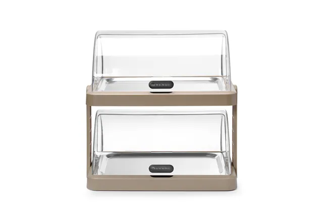 Pojedyncza witrynka chłodząca roll-top Duo UNIQ, Podwójna, beżowy, 480x355x480mm, Prostokątny HENDI 871959