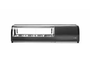 Witryna chłodnicza do sushi, W zestawie pojemniki: 4xGN1/3 40 mm, czarny, 220-240V/190W, 1177x426x296mm Arktic 274071