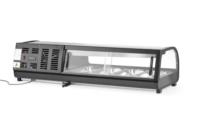 Witryna chłodnicza do sushi, W zestawie pojemniki: 4xGN1/3 40 mm, czarny, 220-240V/190W, 1177x426x296mm Arktic 274071