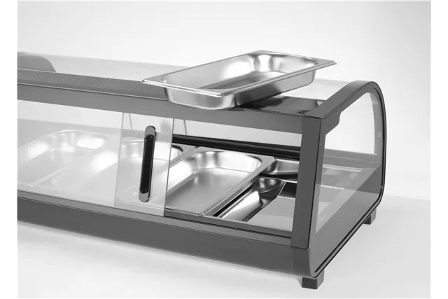 Witryna chłodnicza do sushi, W zestawie pojemniki: 4xGN1/3 40 mm, czarny, 220-240V/190W, 1177x426x296mm Arktic 274071
