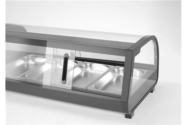 Witryna chłodnicza do sushi, W zestawie pojemniki: 4xGN1/3 40 mm, czarny, 220-240V/190W, 1177x426x296mm Arktic 274071