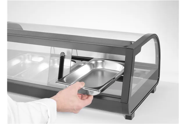 Witryna chłodnicza do sushi, W zestawie pojemniki: 4xGN1/3 40 mm, czarny, 220-240V/190W, 1177x426x296mm Arktic 274071