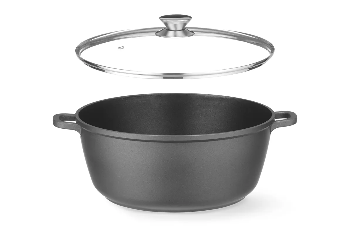 Garnek z powłoką nieprzywierającą, 7L, czarny, 367x290x122mm, Okrągły HENDI 611029