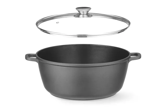 Garnek z powłoką nieprzywierającą, 7L, czarny, 367x290x122mm, Okrągły HENDI 611029