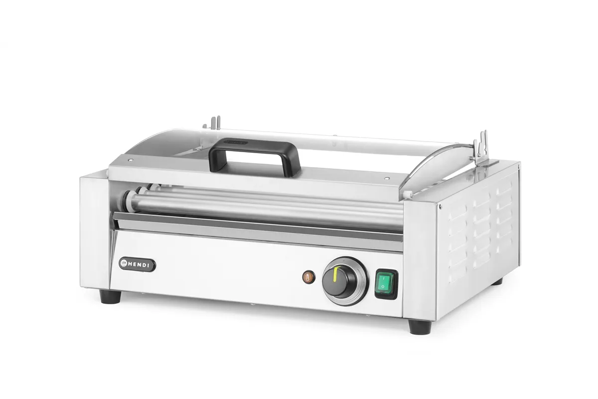 Podgrzewacz rolkowy do parówek jednostrefowy, z pokrywą, 9 rolek, 230V/790W, 566x450x259mm HENDI 268643