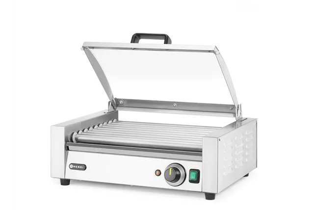 Podgrzewacz rolkowy do parówek jednostrefowy, z pokrywą, 9 rolek, 230V/790W, 566x450x259mm HENDI 268643