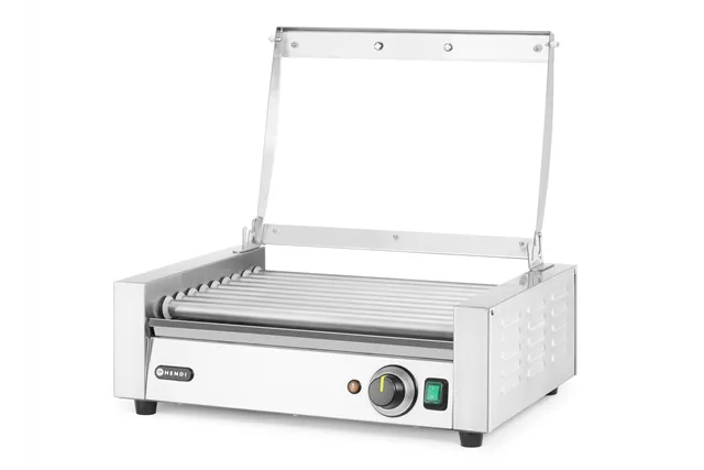 Podgrzewacz rolkowy do parówek jednostrefowy, z pokrywą, 9 rolek, 230V/790W, 566x450x259mm HENDI 268643