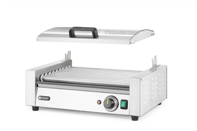 Podgrzewacz rolkowy do parówek jednostrefowy, z pokrywą, 9 rolek, 230V/790W, 566x450x259mm HENDI 268643