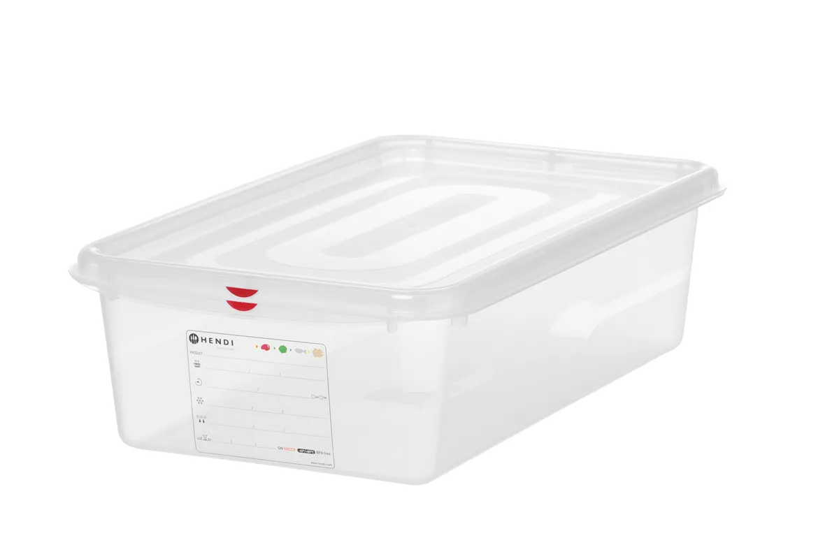 Pojemnik GN 1/1 z polipropylenu, GN 1/1, 21L, transparentny, 530x325x150mm, Prostokątny HENDI 873359