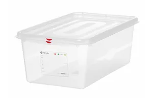 Pojemnik GN 1/1 z polipropylenu, GN 1/1, 28L, transparentny, 530x325x200mm, Prostokątny HENDI 873366