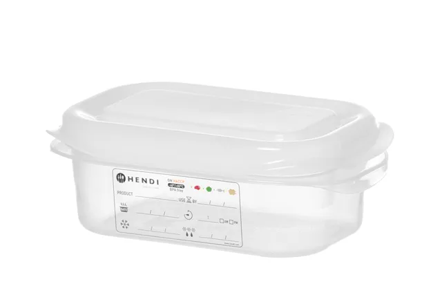 Pojemnik GN 1/9 z polipropylenu, GN 1/9, 0,6L, transparentny, 176x108x65mm, Prostokątny HENDI 873120