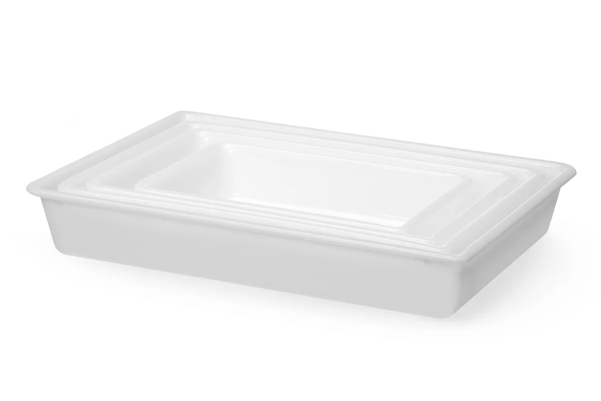 Płaski pojemnik do panierowania, 12L, biały, 535x385x85mm, Prostokątny HENDI 873441