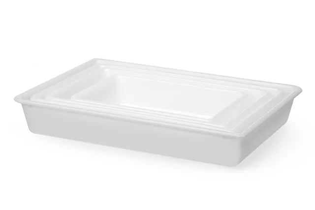 Płaski pojemnik do panierowania, 12L, biały, 535x385x85mm, Prostokątny HENDI 873441